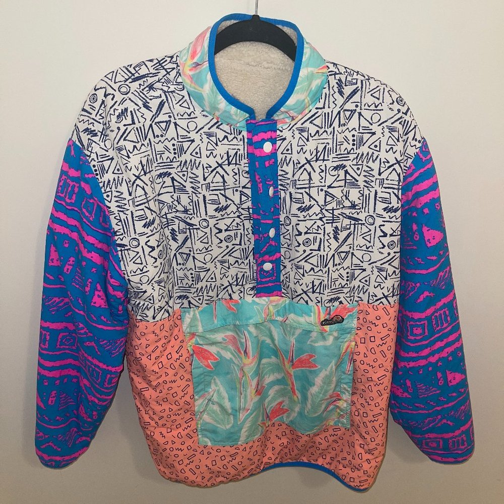 Chubbies Multi-color Reversible Sherpa Pullover Quarter Zip